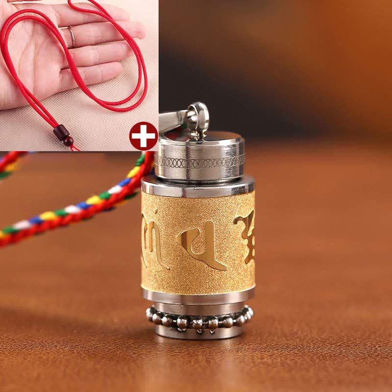 Karma Stone Tibet Om Mani Padme Hum Shurangama Mantra Titanium Steel Wisdom Amulet Necklace Pendant