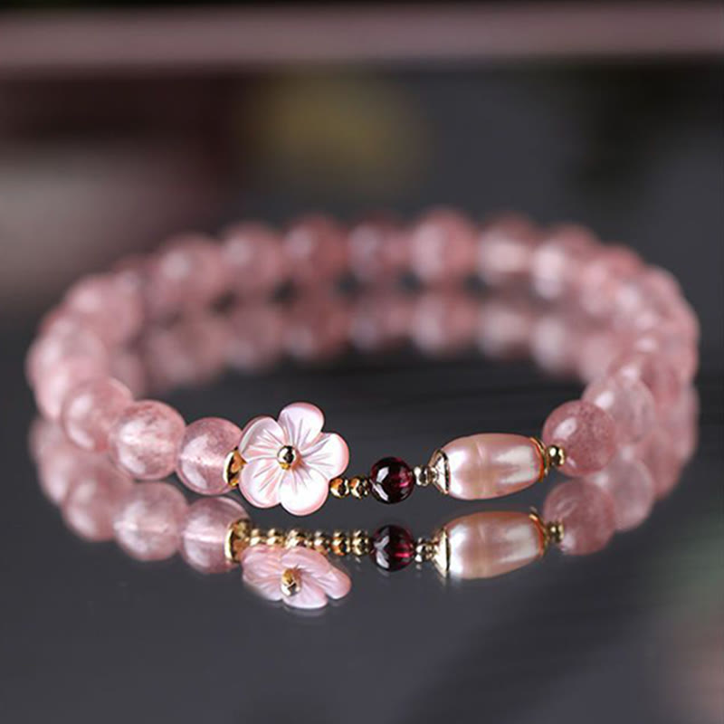 Karma Stone Strawberry Quartz Peach Blossom Love Bracelet