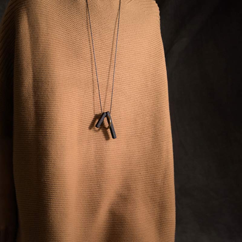 Karma Stone Zen Circle Ebony Wood Enlightenment Necklace Pendant