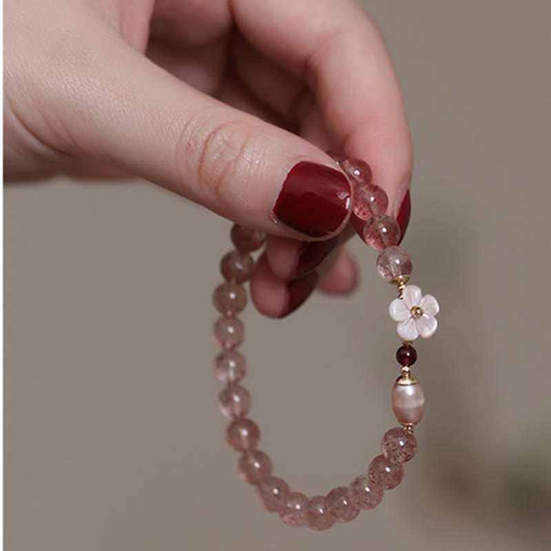 Karma Stone Strawberry Quartz Peach Blossom Love Bracelet