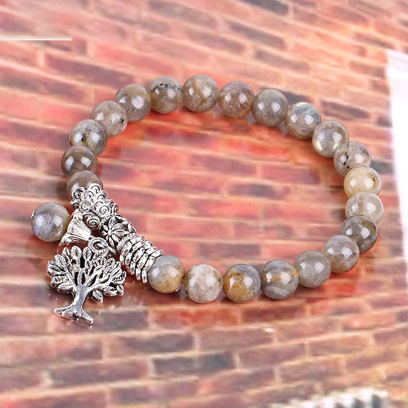 Karma Stone Natural Gemstone Tree of Life Lucky Charm Stretch Bracelet