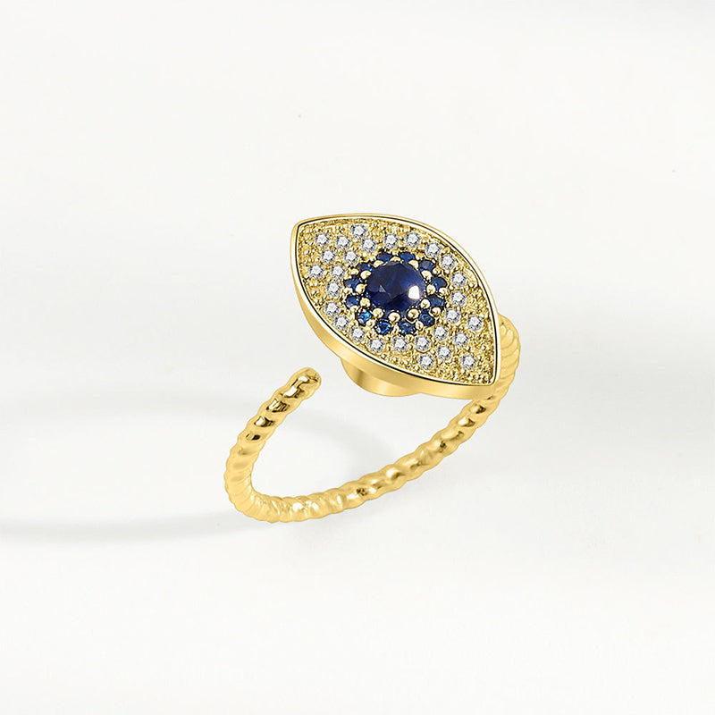 Karma Stone 925 Sterling Silver Evil Eye Protection Blessing Rotatable Ring