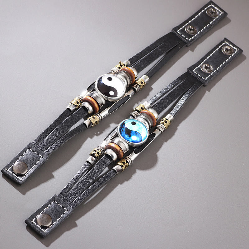 Karma Stone Yin Yang Leather Balance Bracelet