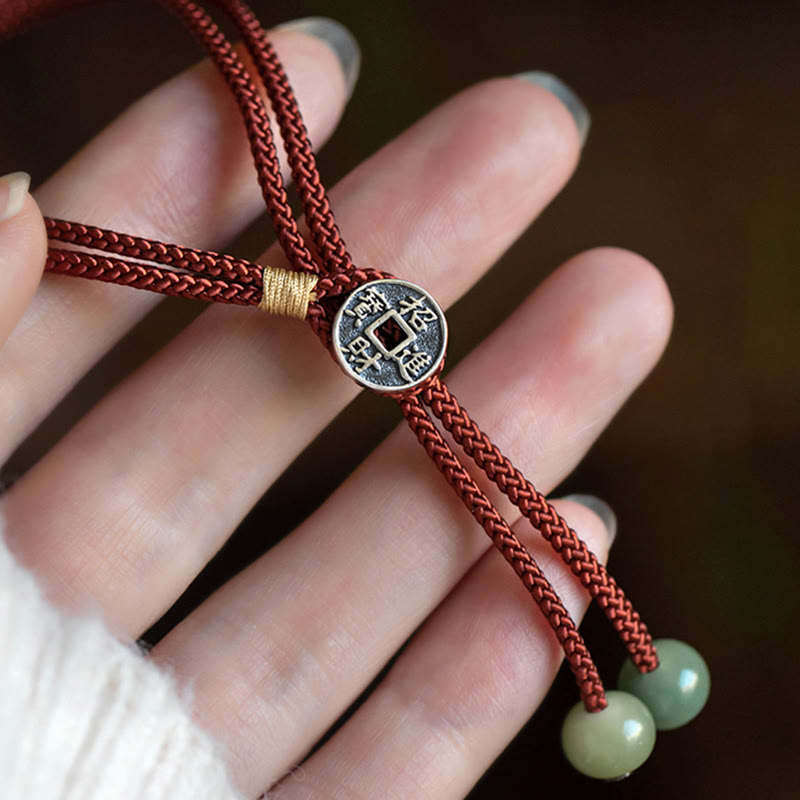 Karma Stone 925 Sterling Silver Handmade Chinese Zodiac Natal Buddha Cyan Bodhi Seed Protection Braided Red String Bracelet