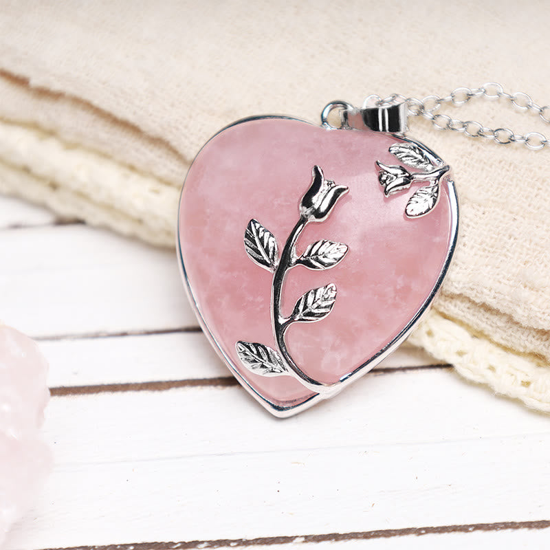 Karma Stone Natural Healing Crystals Heart Pendant Necklaces
