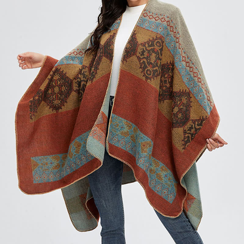 Karma Stone Tibetan Shawl Diamond Pattern Winter Warm Cloak Scarf