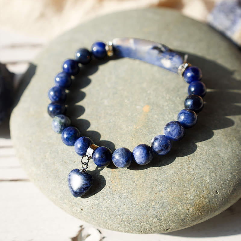 Karma Stone Natural Quartz Love Heart Healing Beads Bracelet
