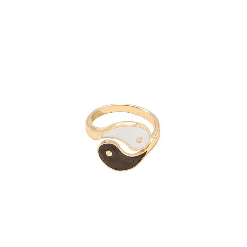 Karma Stone Yin Yang Symbol Adjustable Blessing Couple Ring