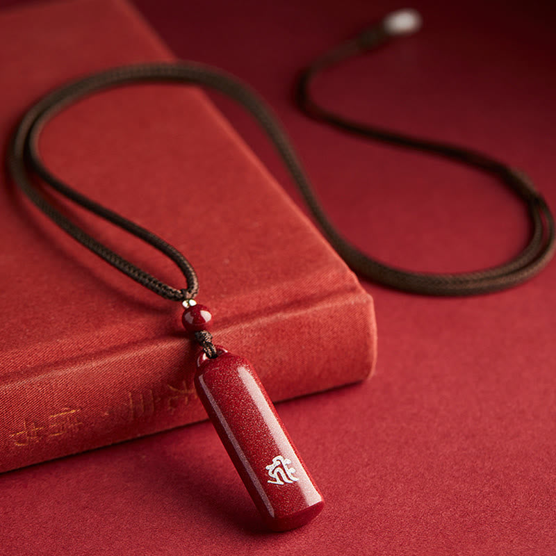 Karma Stone Chinese Zodiac Natal Buddha Cinnabar Amulet Protection String Necklace Pendant
