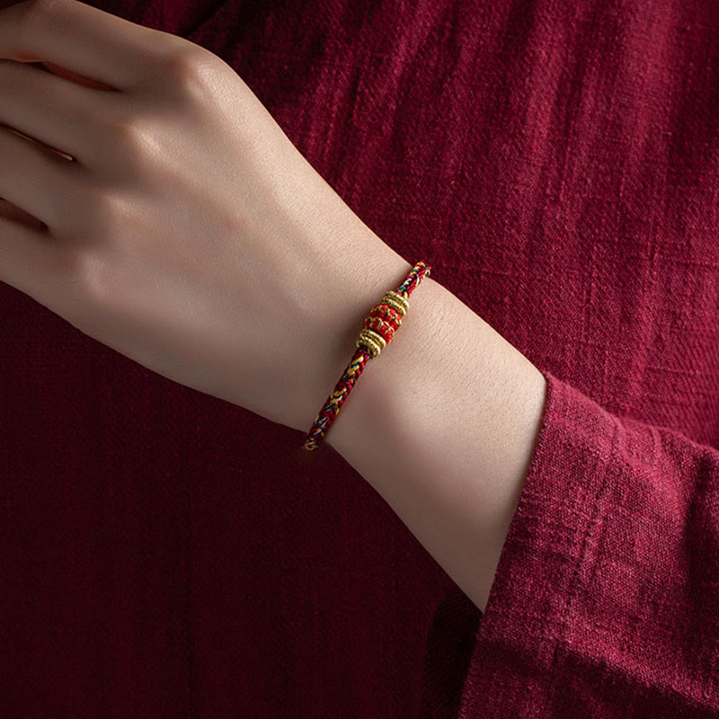 Karma Stone Tibet Handmade Chinese Zodiac Natal Buddha Luck Strength Braided String Bracelet