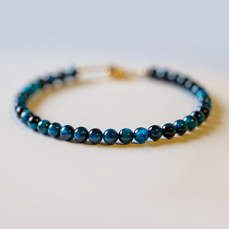 Karma Stone Natural Blue Tiger Eye Stone Protection Chain Bracelet