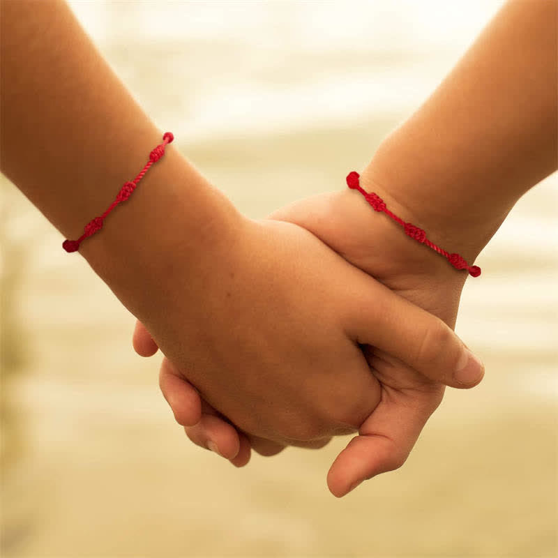 Karma Stone 4Pcs Evil Eye Seven Knot Red String Protection Bracelet
