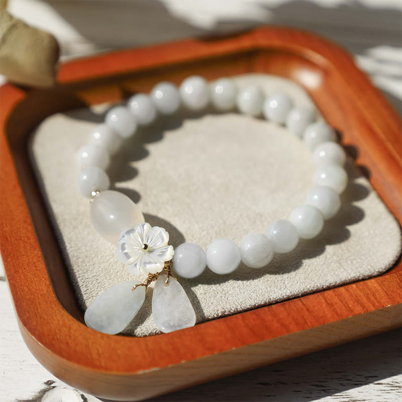 Karma Stone Natural White Jade Luck Bracelet