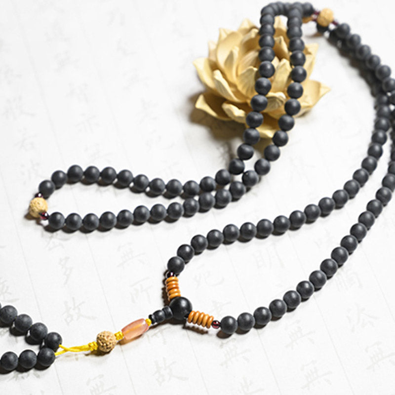 Karma Stone Tibetan Mala Cypress Bodhi Seed Red Agate Healing Bracelet