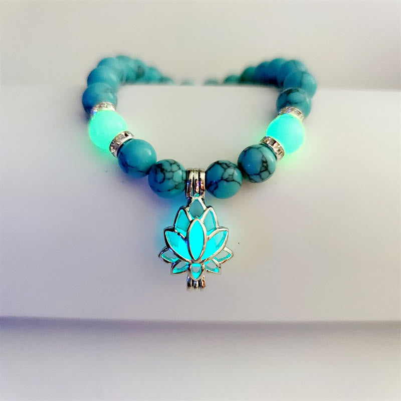 Karma Stone Tibetan Turquoise Glowstone Luminous Bead Lotus Protection Bracelet