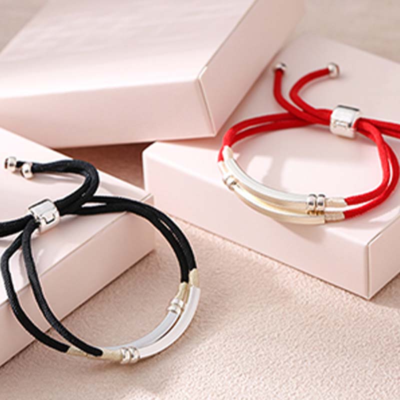 Karma Stone 925 Sterling Silver Red String Layered Braid Bracelet