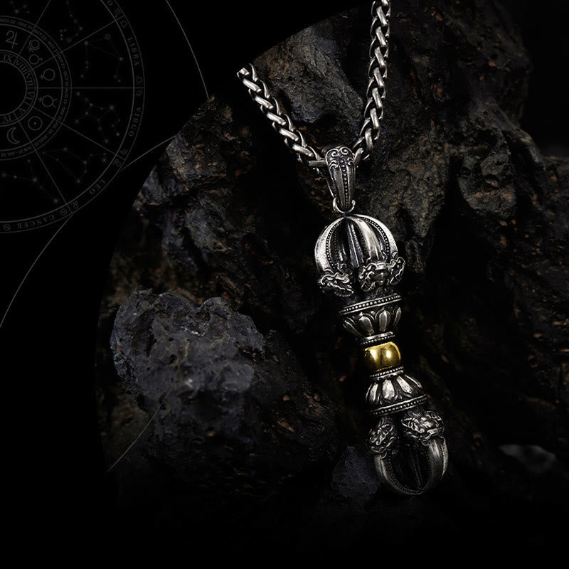 Karma Stone Tibetan Dorje Vajra Design Wealth Necklace Pendant