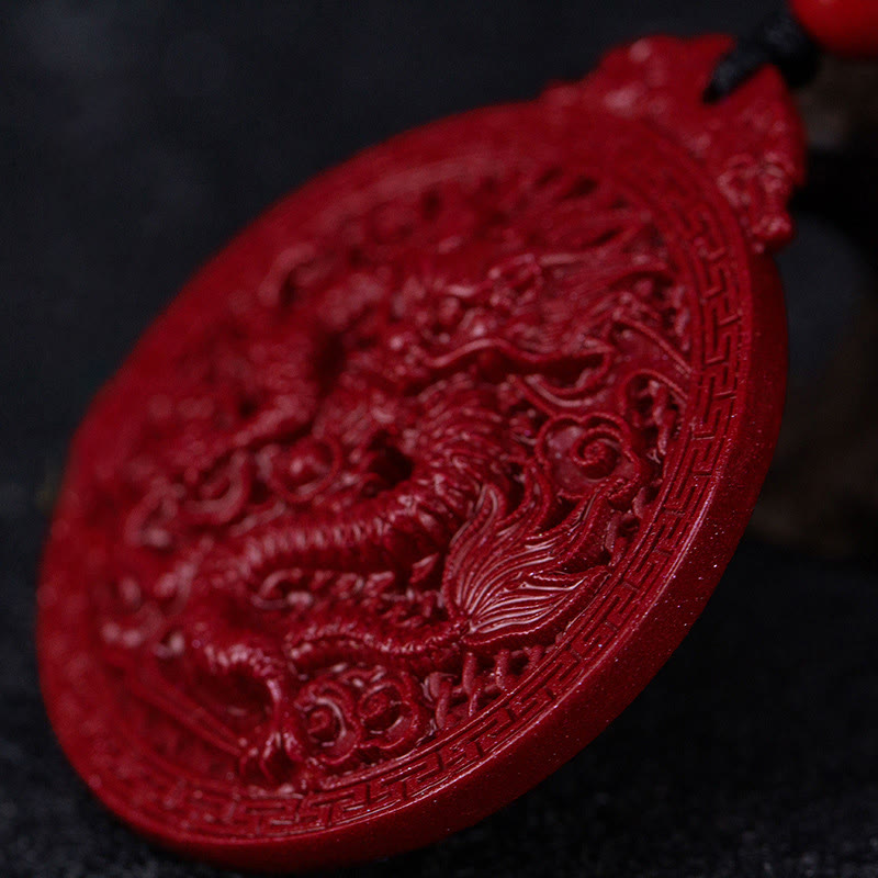 Karma Stone Year of the Dragon Natural Cinnabar Dragon Protection Necklace Pendant