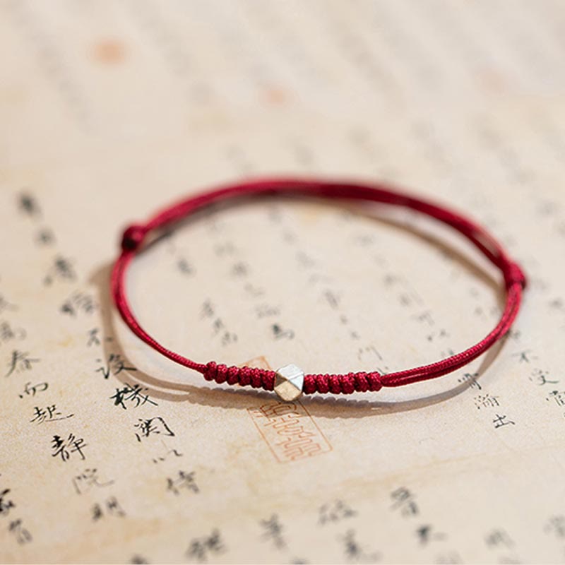 Karma Stone 925 Sterling Silver Luck Bead Protection Red String Braided Bracelet