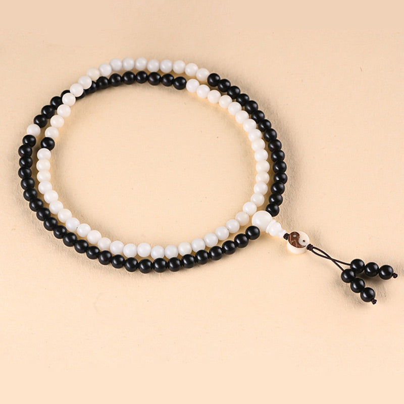 Karma Stone Ebony YinYang Protection Necklace Mala
