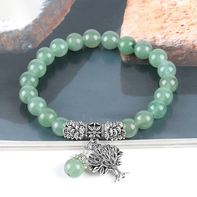 Karma Stone Natural Gemstone Tree of Life Lucky Charm Stretch Bracelet
