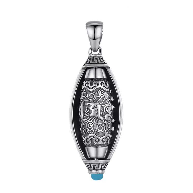 Karma Stone Tibet Om Mani Padme Hum Protection Necklace Rotatable Pendant