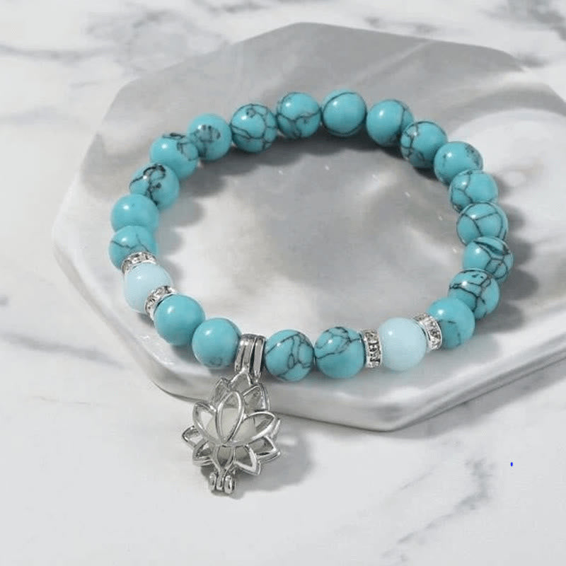 Karma Stone Tibetan Turquoise Glowstone Luminous Bead Lotus Protection Bracelet