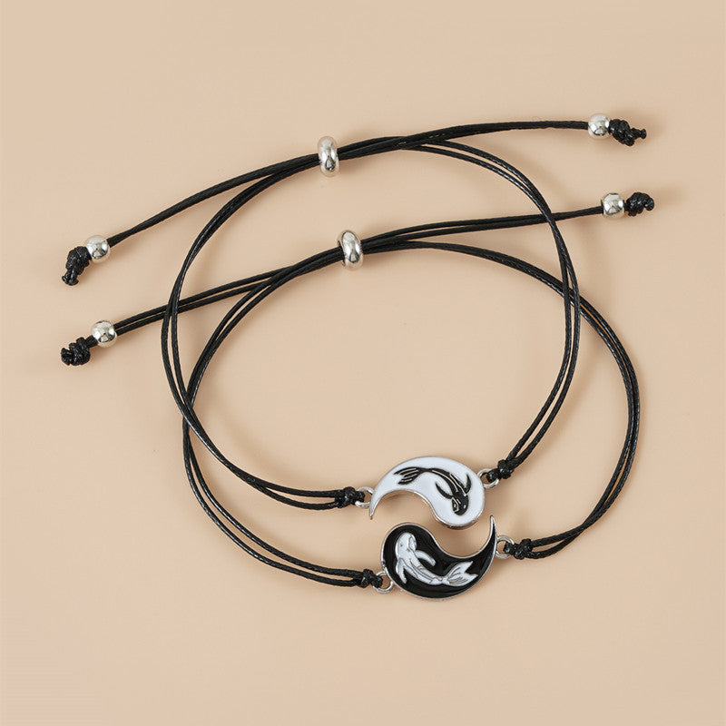 Karma Stone 2pcs Yin Yang Hematite Couple Bracelet