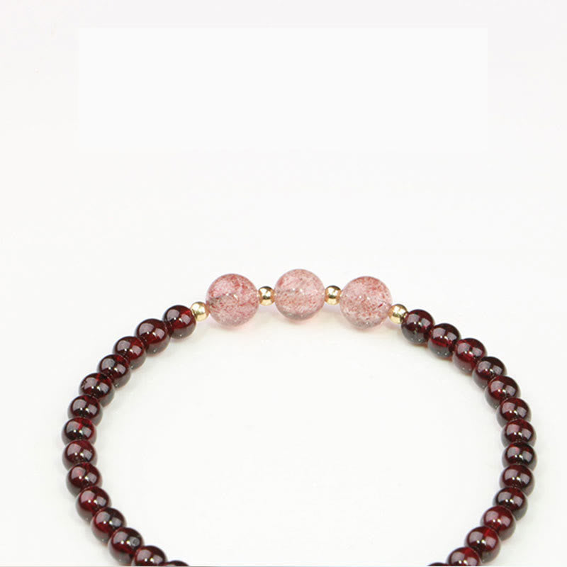 Karma Stone Natural Garnet Strawberry Quartz Calm Bracelet