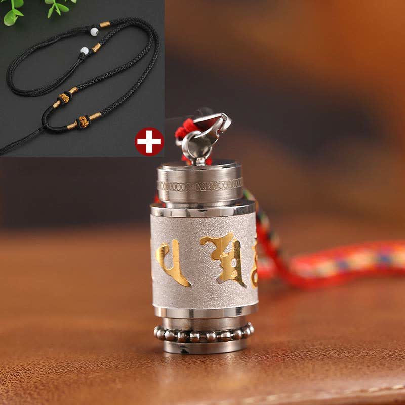Karma Stone Tibet Om Mani Padme Hum Shurangama Mantra Titanium Steel Wisdom Amulet Necklace Pendant