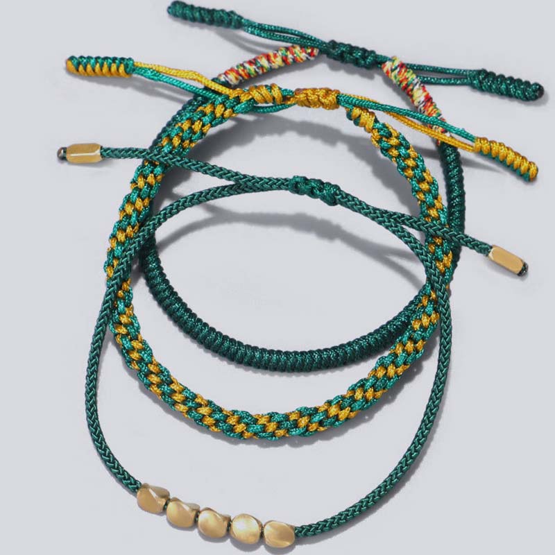 Karma Stone 3-Piece Tibetan Copper Bead Healing and Protection Bracelets Set