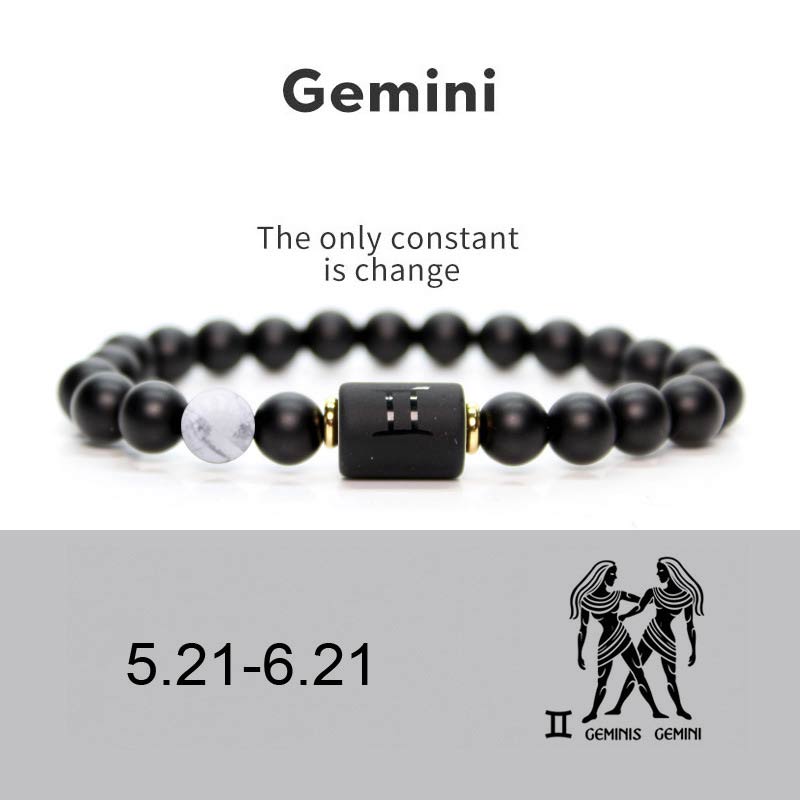 Karma Stone 12  Constellations of the Zodiac Black Onyx Adjustable Bracelet