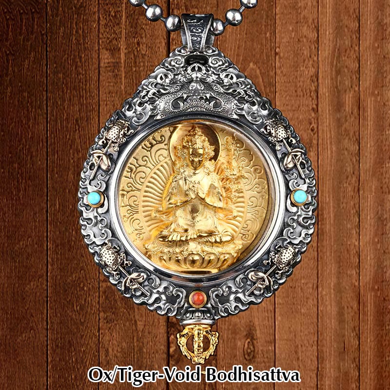 Karma Stone Chinese Zodiac Natal Buddha Thangka Nine Palaces Eight Diagrams Wealth Rotatable Necklace Pendant