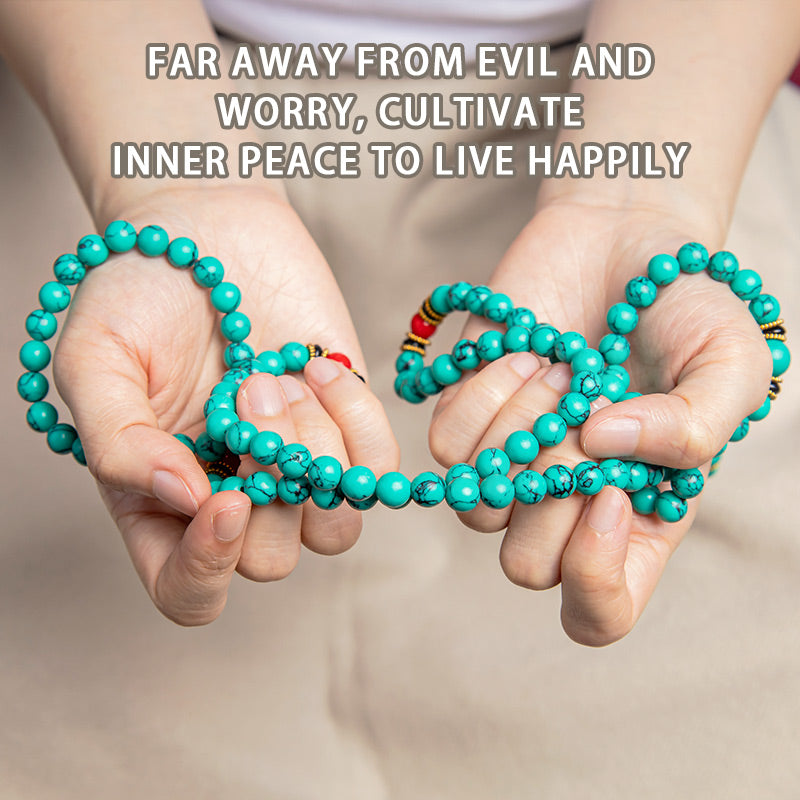 Karma Stone Tibetan Turquoise Healing Mala Bracelet Necklace