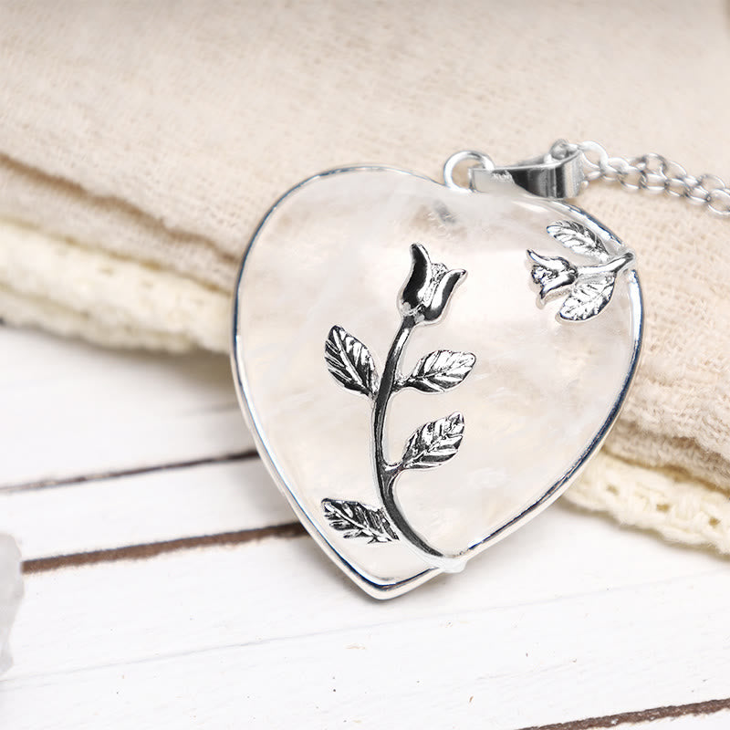 Karma Stone Natural Healing Crystals Heart Pendant Necklaces