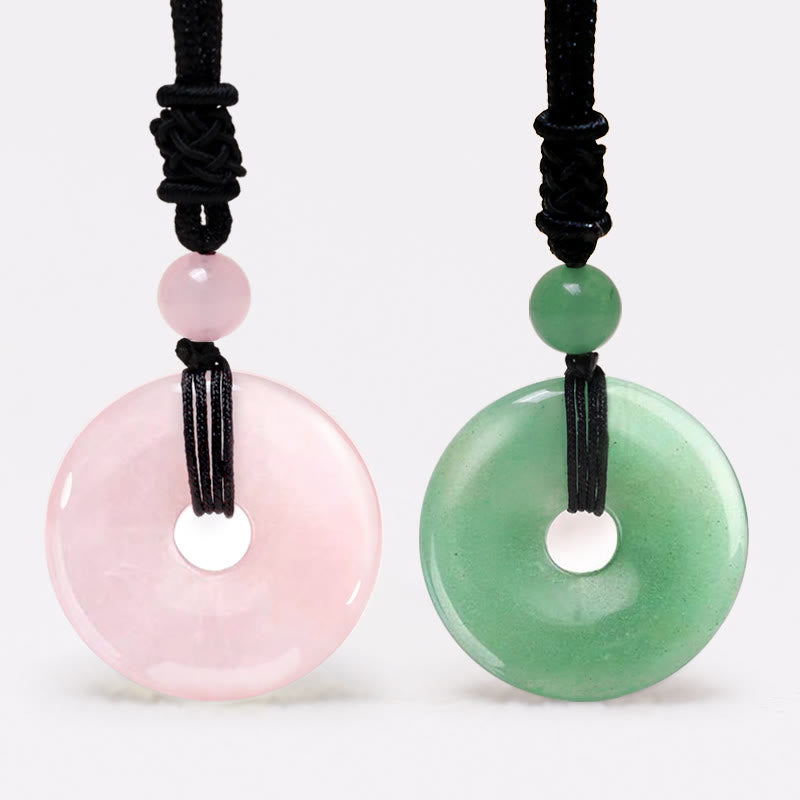 Karma Stone Lucky Coin Pendant Healing Crystal Gemstone Necklace