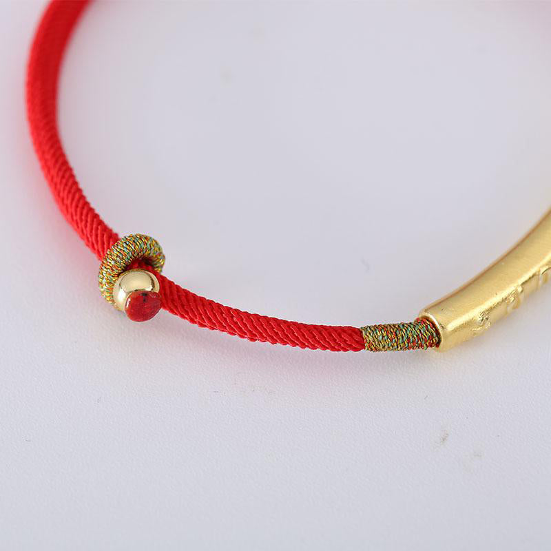 Karma Stone Tibetan Buddhist Handmade Mani Mantra Lucky Red String Bracelet