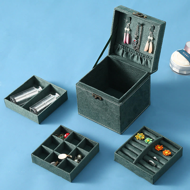 Karma Stone Jewelry Box Organizer Three-Layer Jewelry Storage Box Flannel Gift Box
