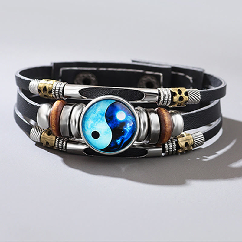 Karma Stone Yin Yang Leather Balance Bracelet