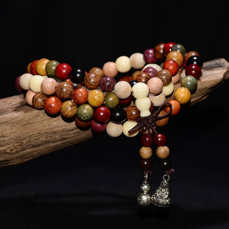 Karma Stone  108 Beads Wenge Wood Mala Blessing Meditation Bracelet