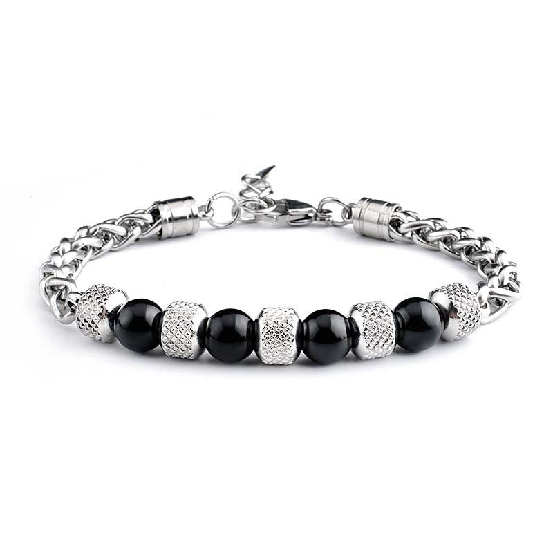 Karma Stone Black Onyx Tiger Eye Bead Courage Bracelet