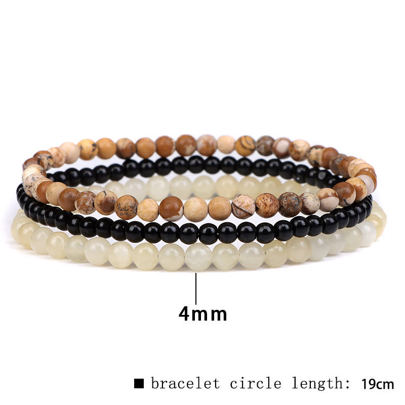 Karma Stone 3Pcs Natural Crystal Stone Inner Peace Spiritual Bracelet