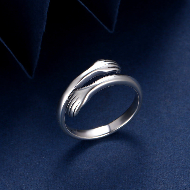 Karma Stone 925 Sterling Silver Love Hug Thumb Ring