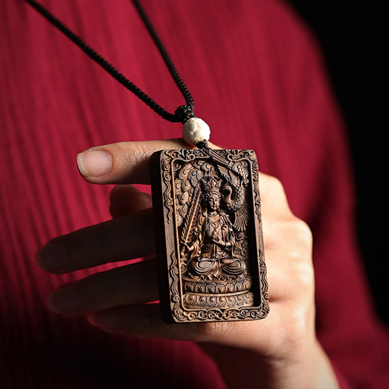 Karma Stone Chinese Zodiac Natal Buddha Brunei Agarwood PiXiu Dragon Peace Necklace Pendant