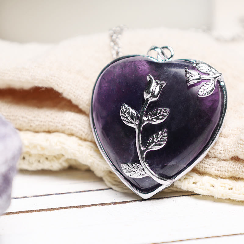 Karma Stone Natural Healing Crystals Heart Pendant Necklaces