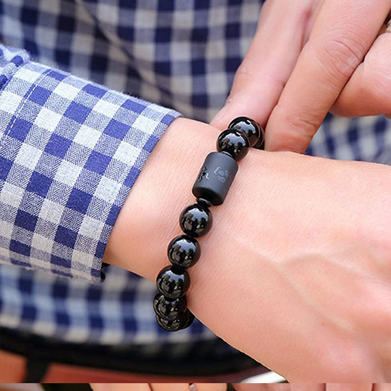 Karma Stone Soul Cleansing Black Obsidian Phoenix Dragon Bracelet