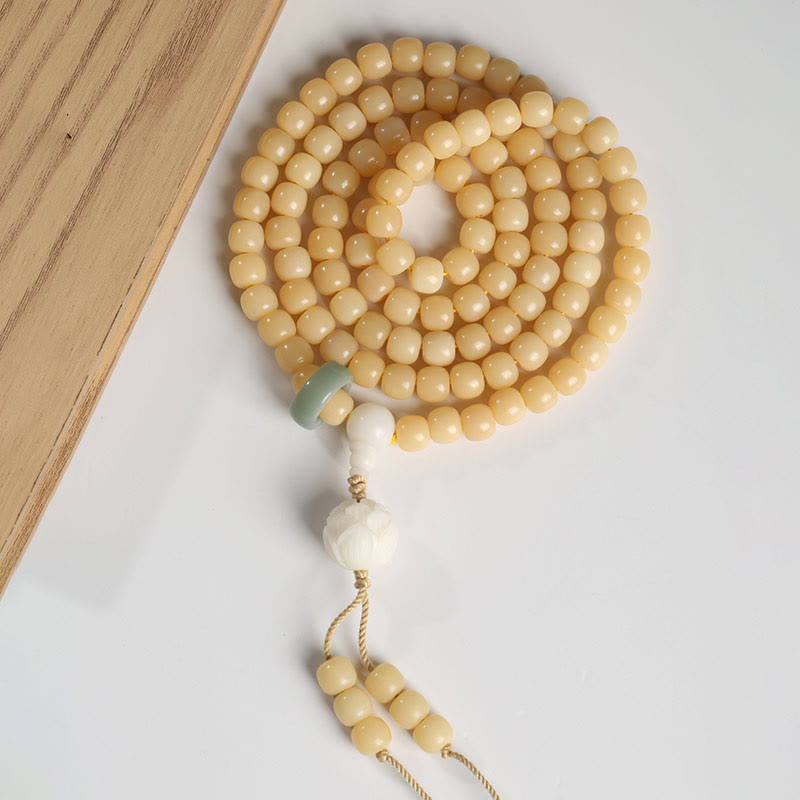 Karma Stone Natural Bodhi Seed Lotus Dzi Bead Peace Harmony Charm Bracelet