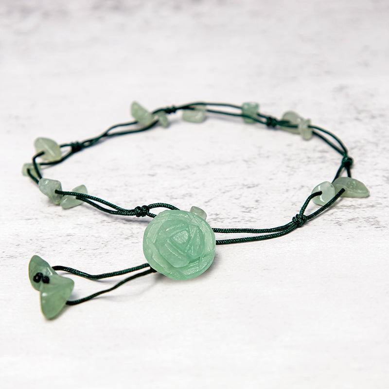 Karma Stone Amethyst Pink Crystal Green Aventurine Rose Inner Peace Healing Anklet