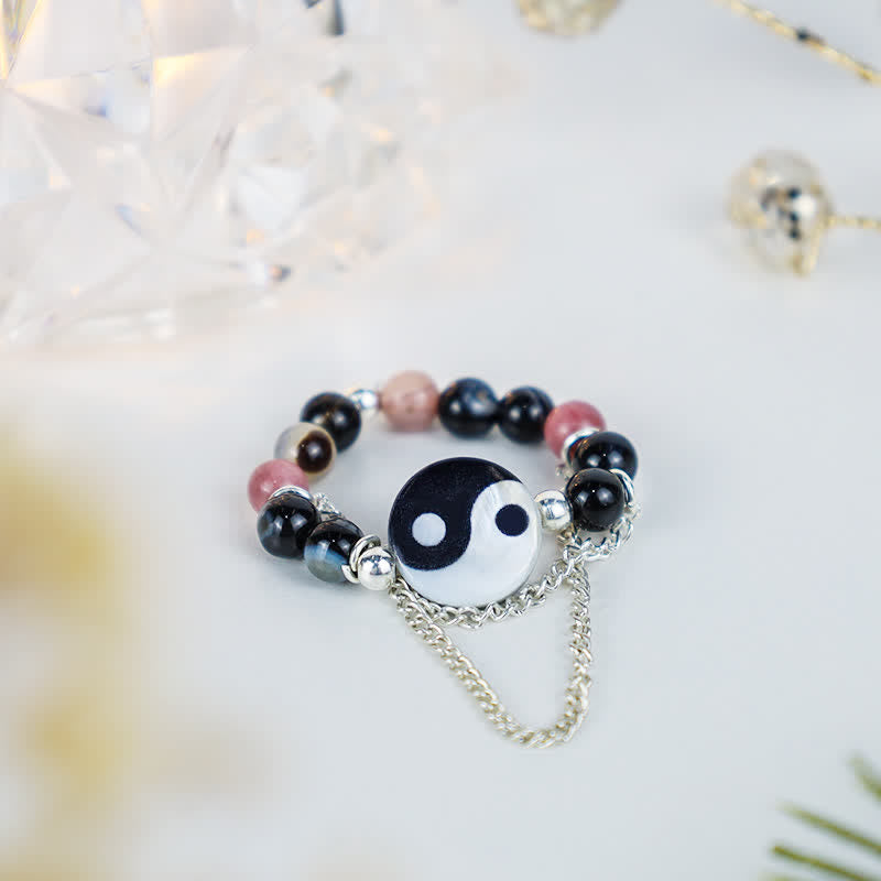 Karma Stone Yin Yang Symbol Balance Luck Ring