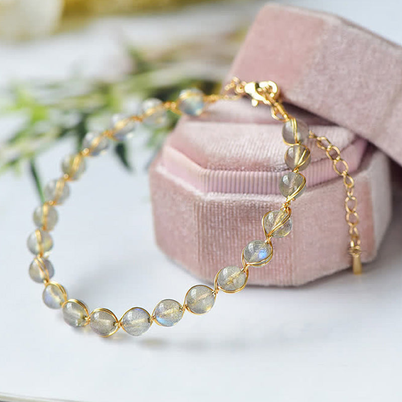 Karma Stone Natural Moonstone 14K Gold Healing Positive Bracelet